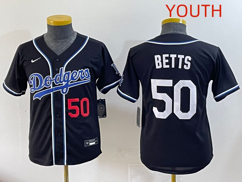 Youth 2025 Los Angeles Dodgers 50 Betts Black Three generations Fashion Nike MLB Jersey style 3